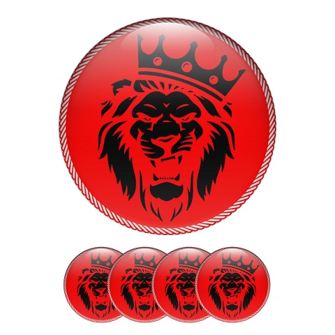 Animals Wheel Center Cap Domed Stickers Head Of A Lion In Red color 