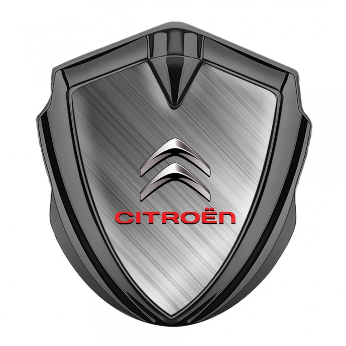 Citroen Abzeichen selbstklebend Graphit Tonfarbe mit Mattiertes Metall Basis und Silber logo 