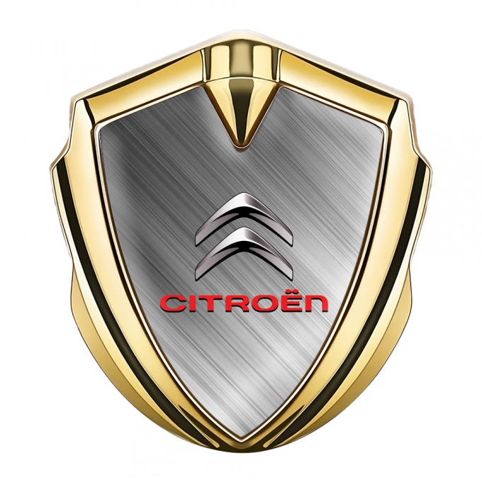 Citroen Abzeichen selbstklebend Goldtonfarbe mit Mattiertes Metall Basis und Silber logo