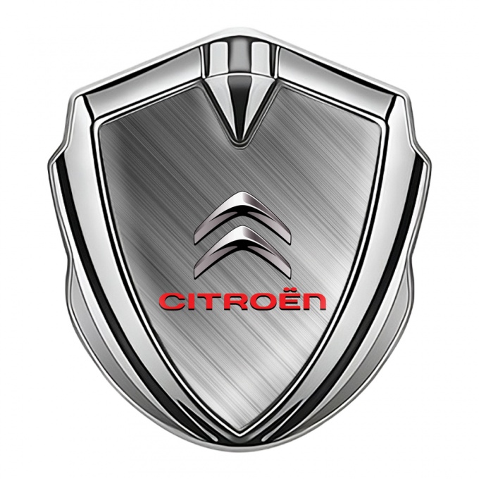 Citroen Bodyside Emblem Silver Brushed Metal Effect Red Inscription