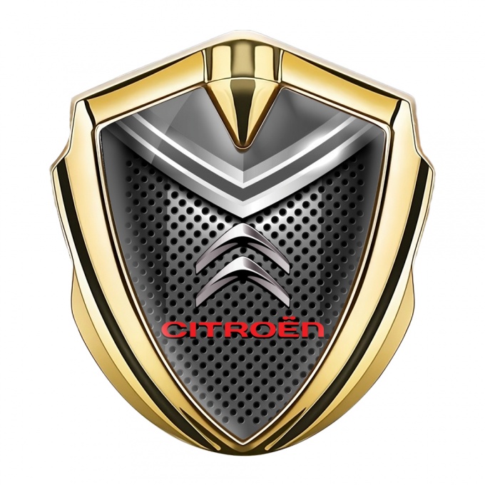 Citroen Tuning Emblem Self Adhesive Gold Mixed Elements Chrome Logo