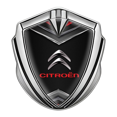 Citroen Fender Emblem Badge Silver Dark Grille Chrome Elements Effect