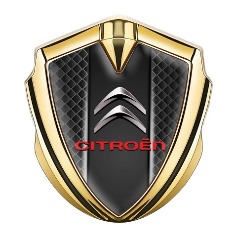 Citroen Fender Metal Emblem Badge Gold Waffle Effect Glowing Lines