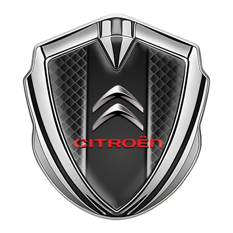 Citroen Fender Metal Emblem Badge Silver Waffle Effect Glowing Lines