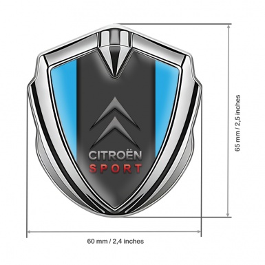 Citroen Emblem Aufkleber Autozubehor Silbertonfarbe mit Blau Basis und Graphit Panel Sport Logo