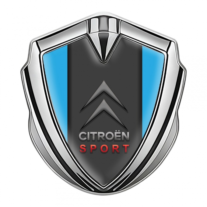 Citroen Emblem Aufkleber Autozubehor Silbertonfarbe mit Blau Basis und Graphit Panel Sport Logo