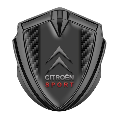 Citroen Sport Trunk Metal Badge Graphite Carbon Base Grey Logo Design
