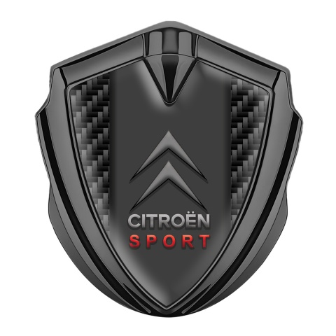 Citroen Abzeichen selbstklebend Graphit Tonfarbe Dunkles Carbon Basis und Sport Logo Stil 