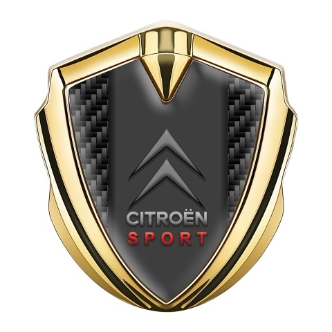Citroen Sport Trunk Metal Badge Gold Carbon Base Grey Logo Design