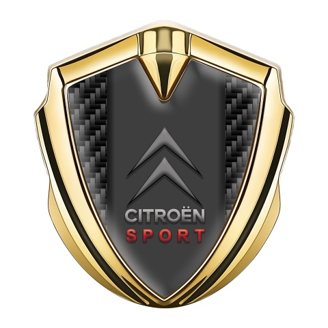 Citroen Abzeichen selbstklebend Goldtonfarbe Dunkles Carbon Basis und Sport Logo Stil