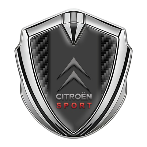 Citroen Sport Trunk Metal Badge Silver Carbon Base Grey Logo Design