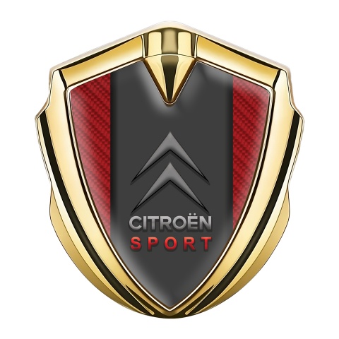 Citroen Sport Self Adhesive Bodyside Emblem Gold Red Carbon Edition