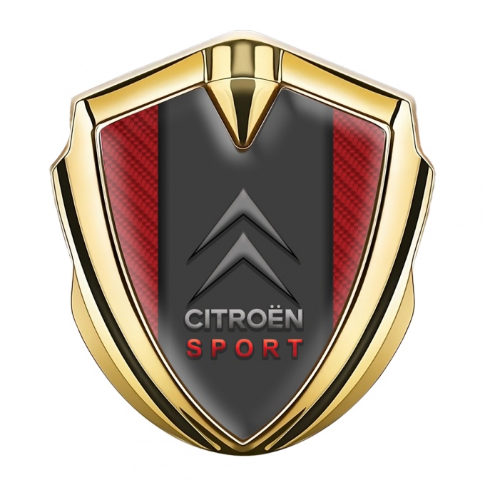 Citroen Selbstklebendes Metallaufkleber Emblem Goldtonfarbe Rote Kohlenstoff Basis und Sport Logo Stil