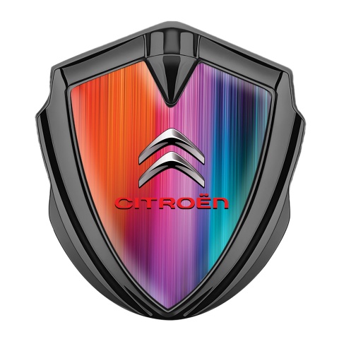 Citroen Metal Emblem Self Adhesive Graphite Aurora Effect Red Inscription