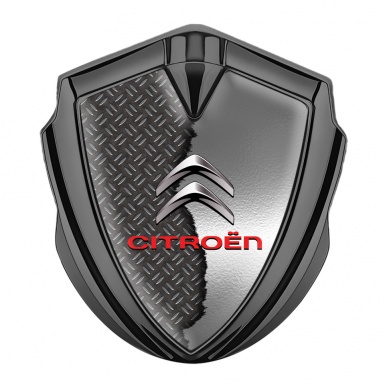 Citroen Seitenflugel Emblem Aufkleber Graphit Tonfarbe mit Zerrissenes Metall Effekt 