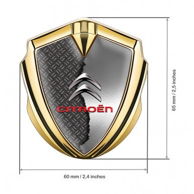 Citroen Seitenflugel Emblem Aufkleber Goldtonfarbe mit Zerrissenes Metall Effekt