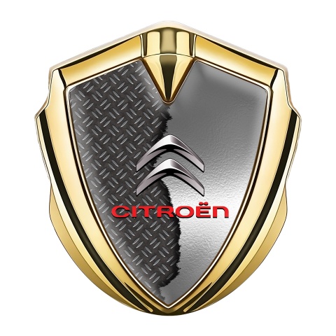 Citroen Seitenflugel Emblem Aufkleber Goldtonfarbe mit Zerrissenes Metall Effekt