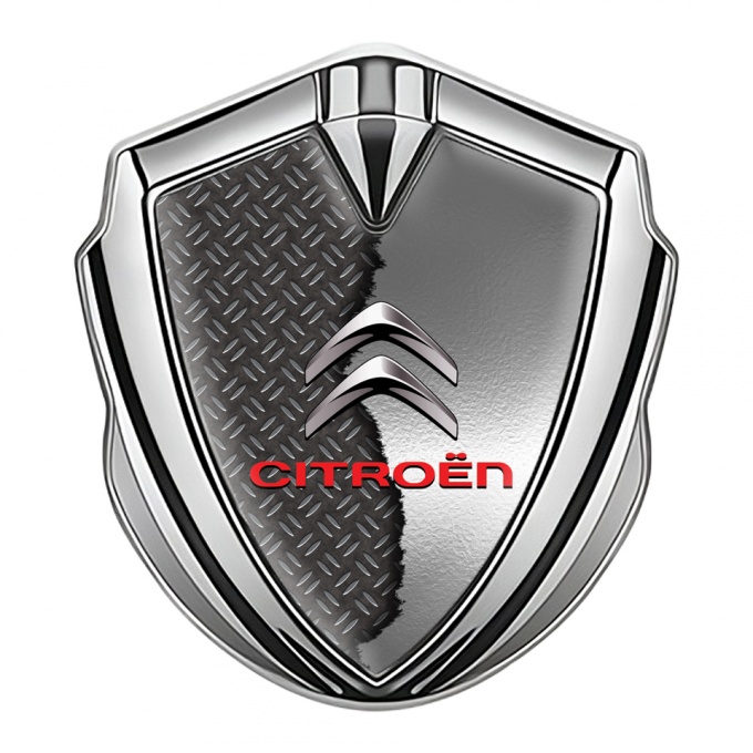 Citroen Seitenflugel Emblem Aufkleber Silbertonfarbe mit Zerrissenes Metall Effekt