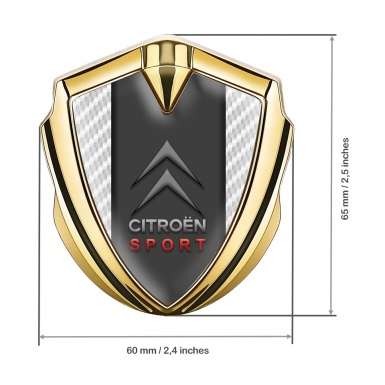 Citroen Emblem Abzeichen Goldtonfarbe mit Weiss Kohlenstoff Basis und Graphit Panel Sport Logo