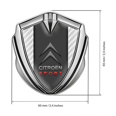 Citroen Emblem Abzeichen Silbertonfarbe mit Weiss Kohlenstoff Basis und Graphit Panel Sport Logo