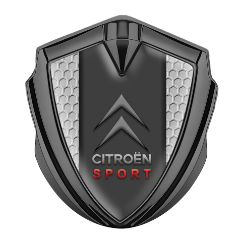 Citroen Sport Tuning Emblem Self Adhesive Graphite Honeycomb Red Inscription