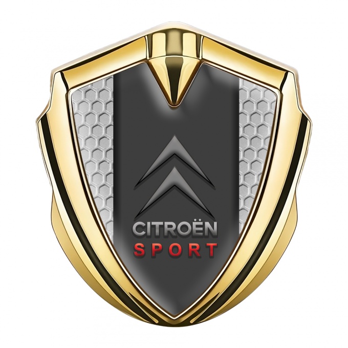 Citroen Abzeichen selbstklebend Goldtonfarbe mit Wabeneffekt Basis und Sport Logo