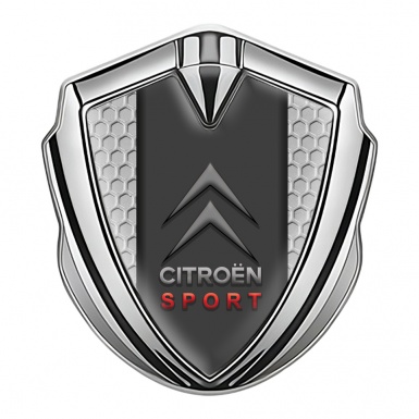 Citroen Abzeichen selbstklebend Silbertonfarbe mit Wabeneffekt Basis und Sport Logo