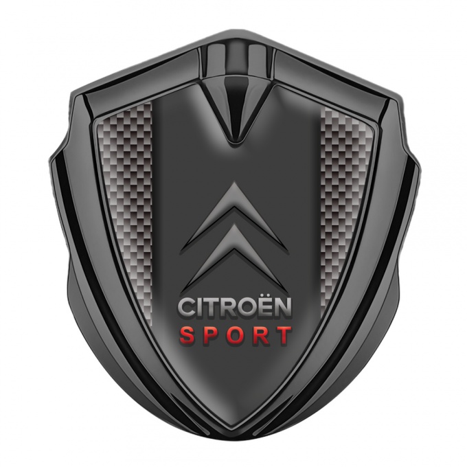 Citroen Emblem Auto Zeichen Graphit Tonfarbe mit Braun Carbon Und Sport Logo Stil 