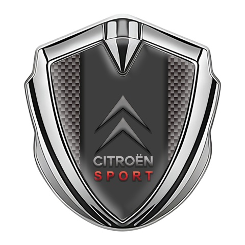Citroen Sport Fender Emblem Badge Silver Light Carbon Red Inscription