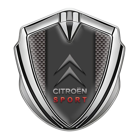 Citroen Emblem Auto Zeichen Silbertonfarbe mit Braun Carbon Und Sport Logo Stil