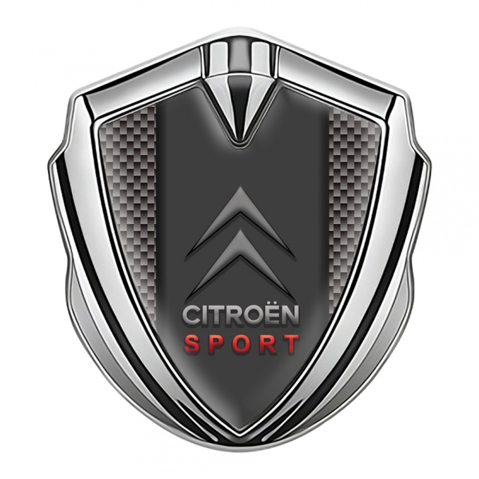 Citroen Emblem Auto Zeichen Silbertonfarbe mit Braun Carbon Und Sport Logo Stil