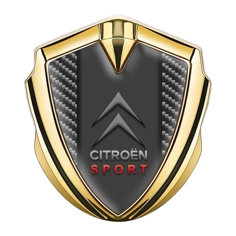 Citroen Sport Fender Metal Emblem Badge Gold Light Carbon Red Logo