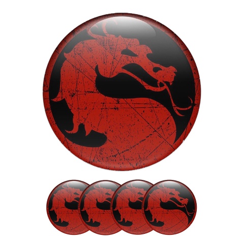 Animals Center Hub Dome Stickers Mortal Kombat Red Dragon Print