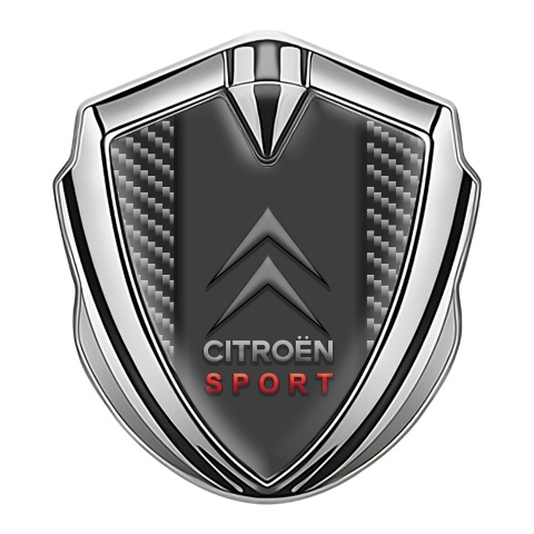 Citroen Sport Fender Metal Emblem Badge Silver Light Carbon Red Logo