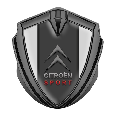 Citroen Sport Trunk Emblem Badge Graphite Grey Base Red Inscription