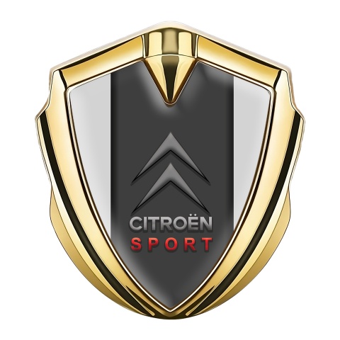 Citroen Sport Trunk Emblem Badge Gold Grey Base Red Inscription