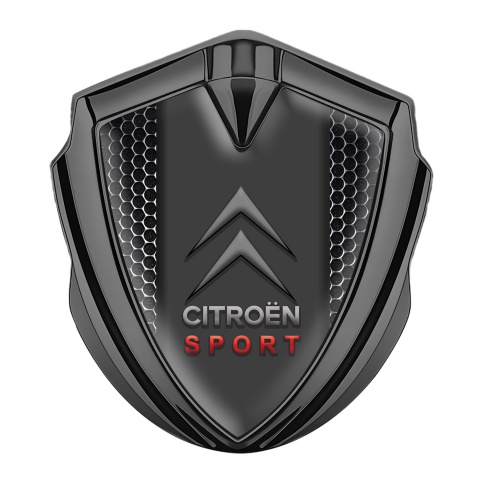 Citroen Sport Trunk Metal Emblem Badge Graphite Hex Base Red Inscription