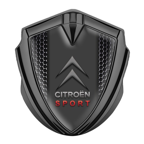 Citroen Emblem Abzeichen Graphit Tonfarbe Perforierter Stahl Effekt und Sport Logo 