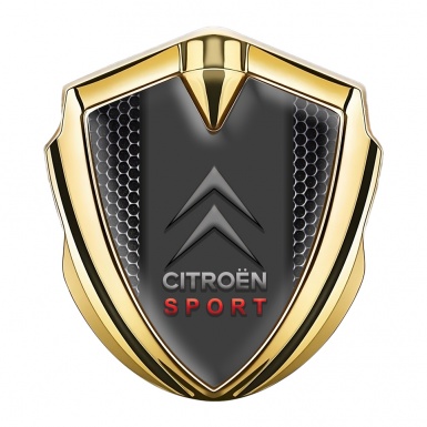 Citroen Emblem Abzeichen Goldtonfarbe Perforierter Stahl Effekt und Sport Logo