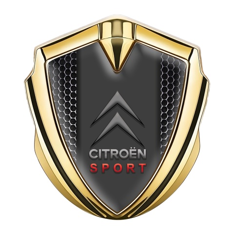 Citroen Sport Trunk Metal Emblem Badge Gold Hex Base Red Inscription