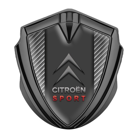 Citroen Sport 3D Car Metal Emblem Graphite Carbon Base Red Inscription