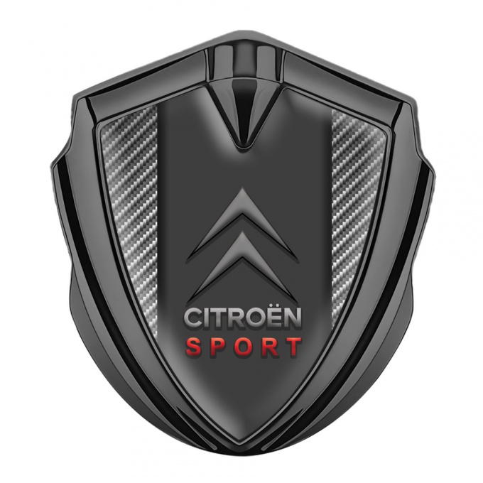 Citroen Sport 3D Car Metal Emblem Graphite Carbon Base Red Inscription