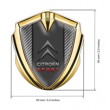 Citroen Sport 3D Car Metal Emblem Gold Carbon Base Red Inscription