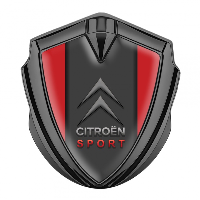 Citroen Emblem Auto Zeichen Graphit Tonfarbe mit Rote Basis und Graphit Panel Sport Logo 