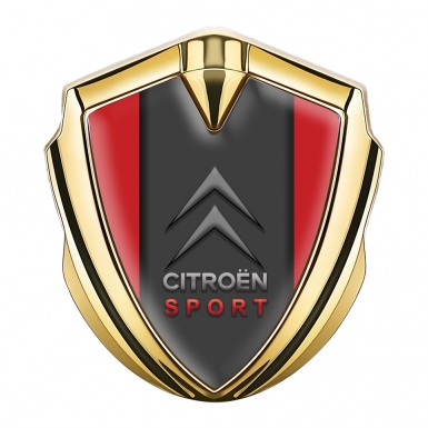 Citroen Emblem Auto Zeichen Goldtonfarbe mit Rote Basis und Graphit Panel Sport Logo