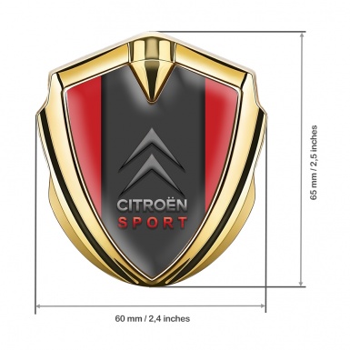 Citroen Emblem Auto Zeichen Goldtonfarbe mit Rote Basis und Graphit Panel Sport Logo