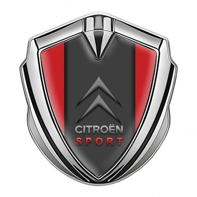 Citroen Emblem Auto Zeichen Silbertonfarbe mit Rote Basis und Graphit Panel Sport Logo