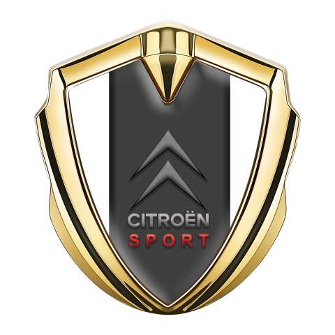 Citroen Sport Bodyside Badge Self Adhesive Gold White Base Classic Logo