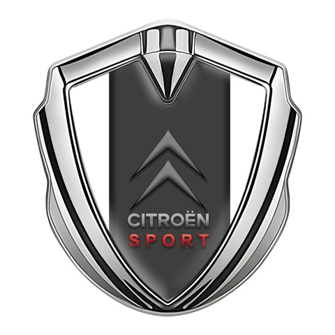 Citroen Sport Bodyside Badge Self Adhesive Silver White Base Classic Logo