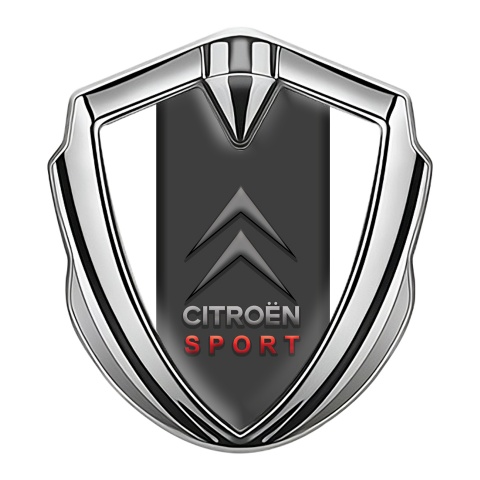 Citroen Emblem Aufkleber Autozubehor Silbertonfarbe Weiss Basis mit Graphit Panel Sport Logo